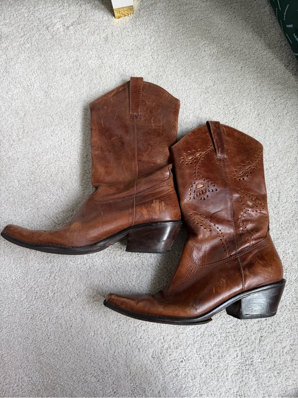 Matisse Anthropologie floral Women's Brown Leather Western Cowboy Boots
